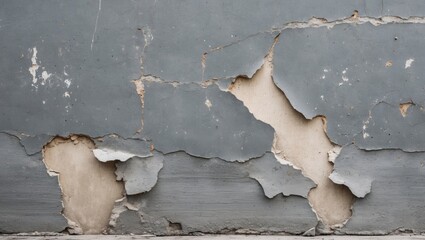 Aufkleber - Peeling paint and cracked surface on an aged concrete wall revealing underlying layers and textures
