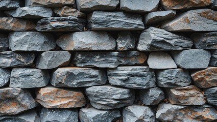 Poster - Gray stone wall texture with rough surface and irregular shapes suitable for backgrounds and architectural designs.