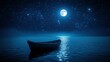 © MABRUR - Moonlight, still boat, starry sea, tranquil night
