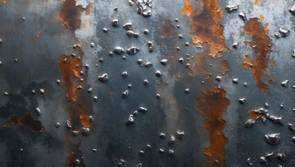 Aufkleber - Textured surface of weathered metal showing rust, corrosion, and patina with contrasting color variations and rough details