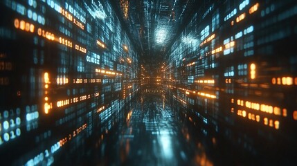 Wall Mural - information technology seamless loop of binary code background, focusing on the innovation of digita