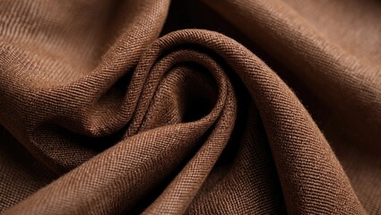 Poster - Brown textured fabric with folds showing intricate woven patterns and depth in lighting detail.