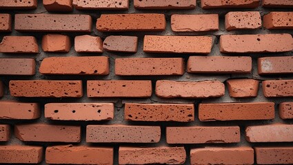 Aufkleber - Red brick wall texture with variations in size and shape providing a rustic and industrial appearance