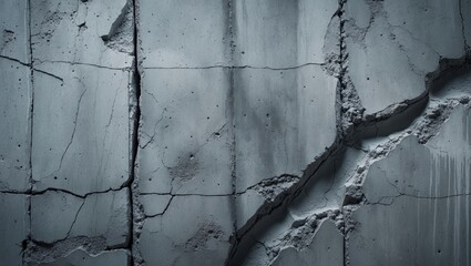 Aufkleber - Cracked gray concrete wall surface with texture and imperfections in industrial style background design