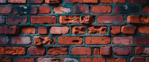 Aufkleber - Red brick wall with uneven texture and various shades of orange and brown displaying weathered and aged appearance