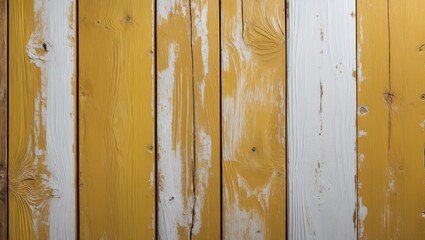 Aufkleber - distressed wooden planks with alternating yellow and white colors forming a textured background pattern