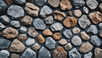 Leinwandbilder - Various textured stones arranged on a surface showcasing natural colors and patterns.