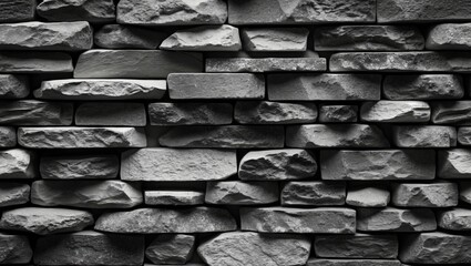 Poster - Dark stone wall texture with natural uneven surfaces and varied stone shapes for architectural and design applications.