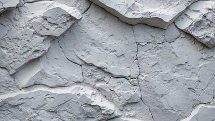 Poster - Gray textured wall with rough and cracked surface featuring natural stone pattern