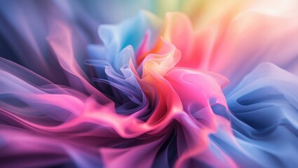 Poster - Colorful abstract swirl of flowing fabric or textile with soft edges and gradients in hues of pink, blue and purple.