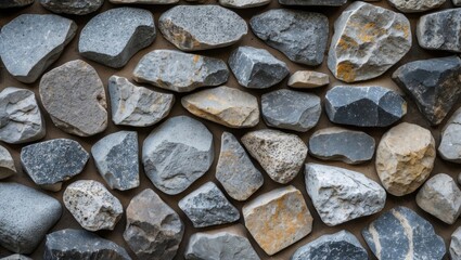 Aufkleber - Various textured stones in earthy tones arranged closely together creating a natural stone wall background