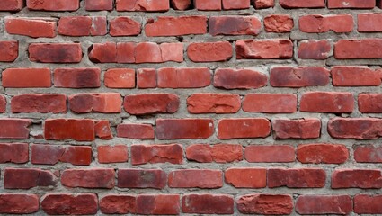 Aufkleber - Textured red brick wall with uneven surface and visible mortar joints showcasing a rustic and aged appearance