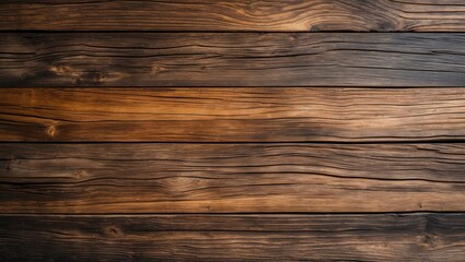Aufkleber - Textured wooden planks background with a mix of dark brown and lighter wood tones in a horizontal arrangement