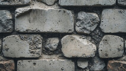 Poster - Gray stone wall background with uneven texture and weathered appearance, suitable for architectural or design concepts.