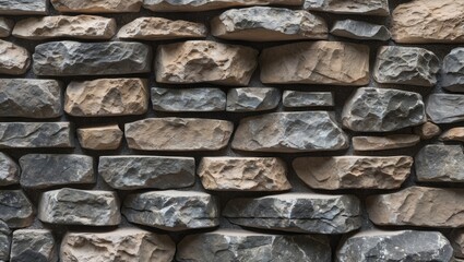 Poster - Textured wall made of various sizes and colors of natural stones arranged in a decorative pattern