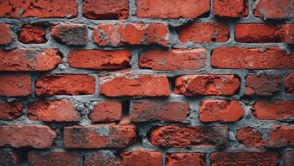 Aufkleber - Textured red brick wall with variations in color and mortar highlighted in a detailed close-up perspective.