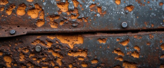 Aufkleber - Rusty metal surface with oxidation corrosion texture and exposed orange paint detail