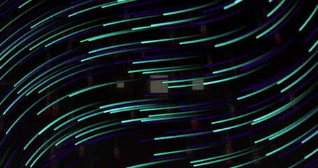Wall Mural - image of glowing light spots moving over black background