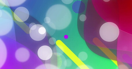 Wall Mural - image of glowing light spots moving over vibrant background