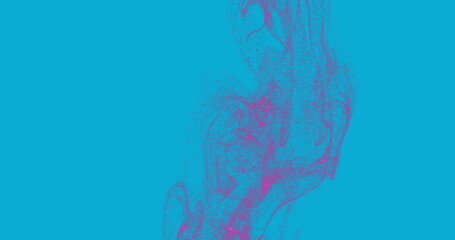 Wall Mural - image of glowing light trails moving over blue background