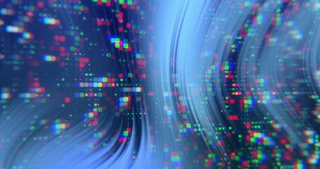 Wall Mural - image of glowing light spots and trails moving over black background