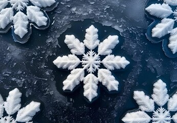 Wall Mural - Snowflakes on snow