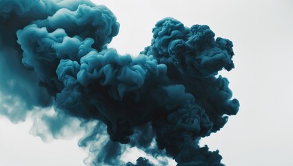 Aufkleber - Vibrant blue smoke swirls on a light background creating a dramatic and artistic atmosphere for various creative projects.