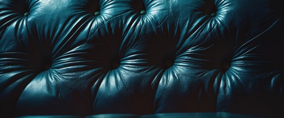 Aufkleber - Textured black leather upholstery with deep buttons creating a sophisticated and elegant background for interior design concepts.