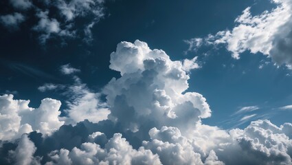 Aufkleber - Dramatic cloudscape featuring vivid white clouds against a rich blue sky creating a stunning natural backdrop for various design projects