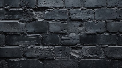 Poster - Dark textured brick wall background with a rough cement finish for design and architectural applications.