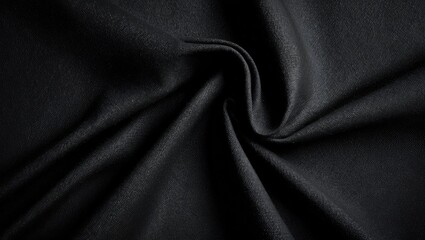 Poster - Shaded black cotton drill fabric texture with a smooth black canvas backdrop for elegant design applications and backgrounds.