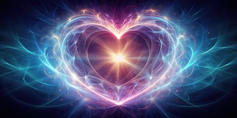 Wall Mural - ethereal heart energy creating divine shape, universal connection