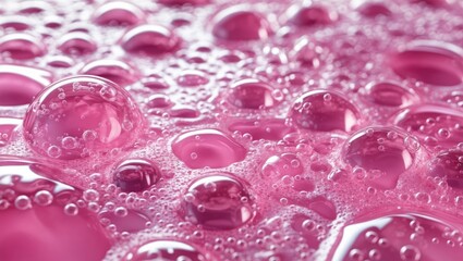 Wall Mural - Pink bubbles and foam texture background with reflections and highlights close-up detail