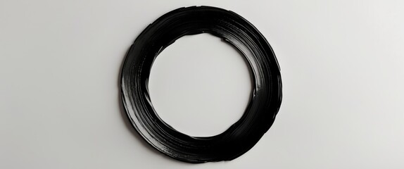 Wall Mural - black brush stroke circle texture on a white background ideal for artistic designs or creative proje