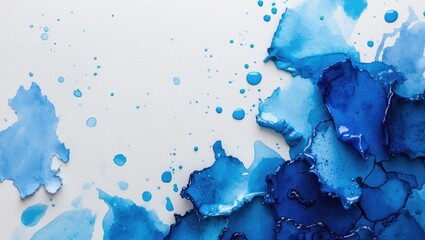 Wall Mural - abstract blue watercolor texture with vibrant hues and fluid shapes on a clean white background suit