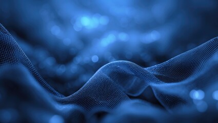 Wall Mural - dark blue abstract blurred background with flowing mesh texture and soft bokeh light, perfect for te