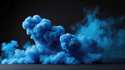 Wall Mural - blue smoke clouds billowing against a dark backdrop creating a dramatic and vibrant visual effect fo