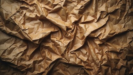 Wall Mural - Crumpled brown paper texture surface for creative backgrounds and design projects showcasing vintage and rustic aesthetics.