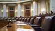 © bussi - A legislative hall with officials discussing tax reform policies. Featuring economic balance and equity
