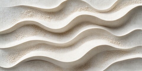 Aufkleber - Textured wavy sand patterns in soft beige on a white backdrop creating an elegant and minimalist design suitable for backgrounds or artwork.