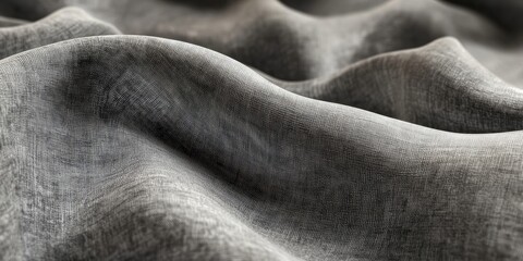 Aufkleber - Fine Grey Fabric Texture with Elegant Drapery, Featuring Soft Waves and Subtle Light Reflection, Ideal for Modern Interior Design Backgrounds