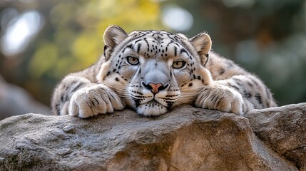 Wall Mural - big snow leopard in an icy mountain environment featuring its strong carnivore body and wild feline 