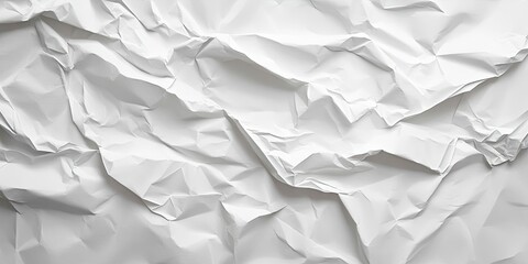 Poster - Crumpled white texture paper background featuring irregular folds and shadows creating an abstract design ideal for modern graphic use.