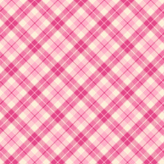 Wall Mural - Colorful plaid repeat pattern in pink and white.Gingham checkered tartan seamless pattern.Geometric graphic vector illustration background design for fabric and print. 