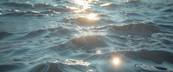Wall Mural - water surface with gentle waves reflecting sunlight creating a calm and tranquil natural scene.