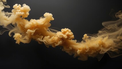 Wall Mural - Golden smoke swirling elegantly against a dark background creating a dynamic and ethereal abstract visual effect.
