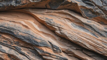 Poster - Close-up of a weathered rock surface showcasing intricate erosion patterns and textures in natural earthy tones.