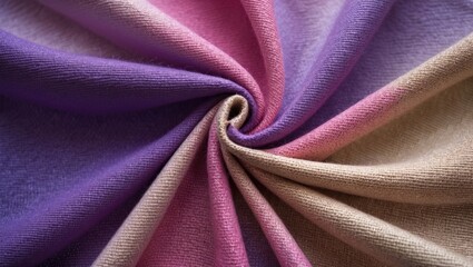 Wall Mural - Gradient textile pattern showcasing hues of purple, pink, and beige in a swirling fabric texture background suitable for design projects.