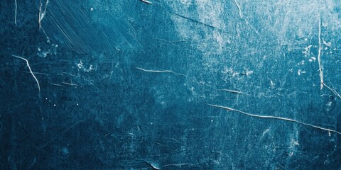 Leinwandbilder - Scratched blue linoleum texture with abstract dark and light blue shades creating a weathered background ideal for design projects.