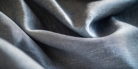 Aufkleber - Textured grey fabric draped elegantly with soft folds creating a sophisticated atmosphere highlighting subtle sheen and intricate weave patterns